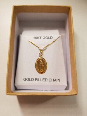10K YG MIRACULOUS PND (HIGH POLISH) 18IN GOLD FILLED CHAIN